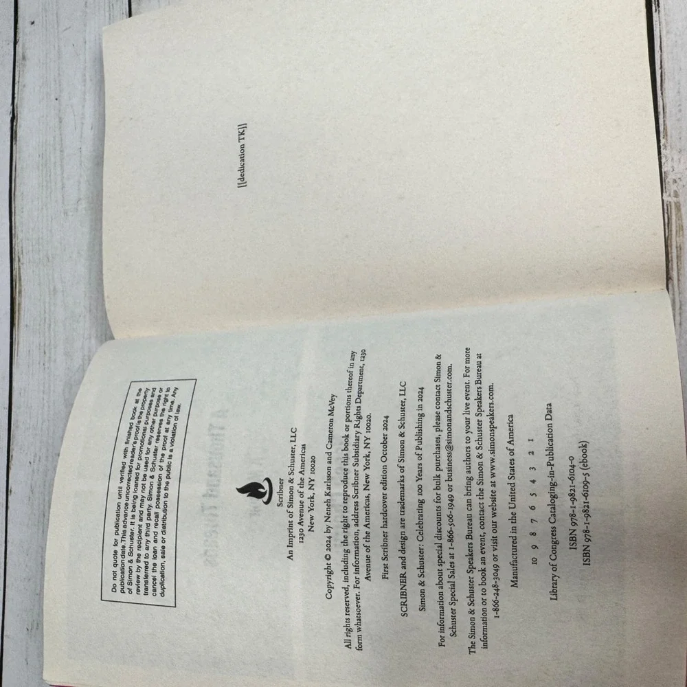 Neneh Cherry A Thousand Threads A Memoir ARC Advance Reader Copy‎ Scribner 2024